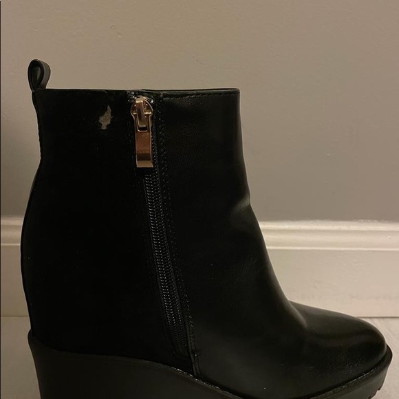 Black Leather +Suede Platform Ankle Boots from UK 🇬🇧 - Picture 12 of 15